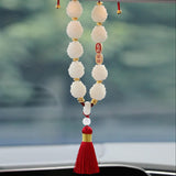 Maxbell Lotus Beads Car Pendant Automotive Accessories Tassel Car Hanging Decoration Red