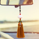 Maxbell Car Rearview Mirror Charm Pendant Feng Shui Decor Rear View Mirror Pendant Khaki
