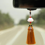 Maxbell Car Rearview Mirror Charm Pendant Feng Shui Decor Rear View Mirror Pendant Khaki
