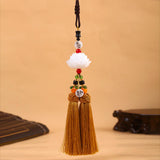 Maxbell Car Rearview Mirror Charm Pendant Feng Shui Decor Rear View Mirror Pendant Khaki