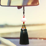 Maxbell Car Rearview Mirror Charm Pendant Feng Shui Decor Rear View Mirror Pendant Dark green