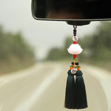Maxbell Car Rearview Mirror Charm Pendant Feng Shui Decor Rear View Mirror Pendant Dark green