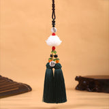 Maxbell Car Rearview Mirror Charm Pendant Feng Shui Decor Rear View Mirror Pendant Dark green
