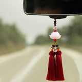 Maxbell Car Rearview Mirror Charm Pendant Feng Shui Decor Rear View Mirror Pendant Dark red