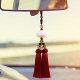 Maxbell Car Rearview Mirror Charm Pendant Feng Shui Decor Rear View Mirror Pendant Dark red
