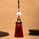 Maxbell Car Rearview Mirror Charm Pendant Feng Shui Decor Rear View Mirror Pendant Dark red