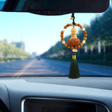 Maxbell Buddha Statue Car Rearview Mirror Pendant Wood Tassel Car Hanging Decoration Green