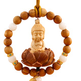 Maxbell Buddha Statue Car Rearview Mirror Pendant Wood Tassel Car Hanging Decoration Yellow