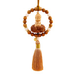 Maxbell Buddha Statue Car Rearview Mirror Pendant Wood Tassel Car Hanging Decoration Yellow