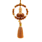 Maxbell Buddha Statue Car Rearview Mirror Pendant Wood Tassel Car Hanging Decoration Yellow