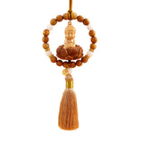 Maxbell Buddha Statue Car Rearview Mirror Pendant Wood Tassel Car Hanging Decoration Yellow