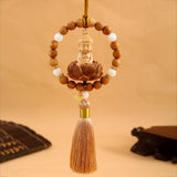Maxbell Buddha Statue Car Rearview Mirror Pendant Wood Tassel Car Hanging Decoration Yellow