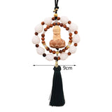 Maxbell Wood Buddha Statue Car Pendant Versatile with Tassel Dark Green Tassel