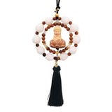 Maxbell Wood Buddha Statue Car Pendant Versatile with Tassel Dark Green Tassel