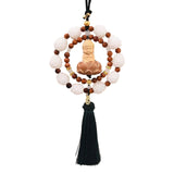 Maxbell Wood Buddha Statue Car Pendant Versatile with Tassel Dark Green Tassel