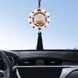 Maxbell Wood Buddha Statue Car Pendant Versatile with Tassel Dark Green Tassel