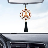 Maxbell Wood Buddha Statue Car Pendant Versatile with Tassel Dark Green Tassel