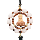 Maxbell Wood Buddha Statue Car Pendant Versatile with Tassel Dark Green Tassel