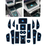 Maxbell 16 Pieces Car Gate Slot Pad Door Groove Mat for Byd Armrest Storage Box Blue