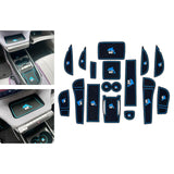 Maxbell 16 Pieces Car Gate Slot Pad Door Groove Mat for Byd Armrest Storage Box Blue