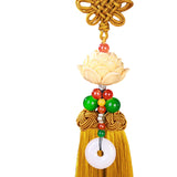 Maxbell Car Pendant Lotus Shape Lucky Car Dangling Ornament Rear View Mirror Pendant Earthy yellow