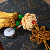 Maxbell Car Pendant Lotus Shape Lucky Car Dangling Ornament Rear View Mirror Pendant Earthy yellow