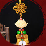 Maxbell Car Pendant Lotus Shape Lucky Car Dangling Ornament Rear View Mirror Pendant Earthy yellow