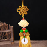 Maxbell Car Pendant Lotus Shape Lucky Car Dangling Ornament Rear View Mirror Pendant Earthy yellow