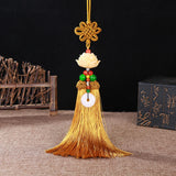 Maxbell Car Pendant Lotus Shape Lucky Car Dangling Ornament Rear View Mirror Pendant Earthy yellow