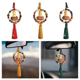 Maxbell Buddha Statue Car Rearview Mirror Pendant Gift Tassel Car Hanging Decoration red tassel