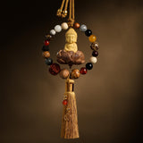 Maxbell Buddha Statue Car Rearview Mirror Pendant Gift Tassel Car Hanging Decoration red tassel