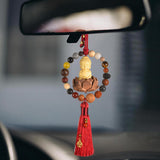 Maxbell Buddha Statue Car Rearview Mirror Pendant Gift Tassel Car Hanging Decoration red tassel