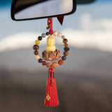 Maxbell Buddha Statue Car Rearview Mirror Pendant Gift Tassel Car Hanging Decoration red tassel