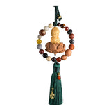 Maxbell Buddha Statue Car Rearview Mirror Pendant Gift Tassel Car Hanging Decoration green tassel