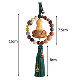 Maxbell Buddha Statue Car Rearview Mirror Pendant Gift Tassel Car Hanging Decoration green tassel