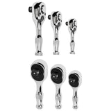 Maxbell 3 Pieces Stubby Drive Ratchet Set Mini Steel Ergonomic Handle Ratchet Wrench Print A