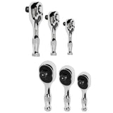 Maxbell 3 Pieces Stubby Drive Ratchet Set Mini Steel Ergonomic Handle Ratchet Wrench Print A