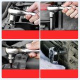 Maxbell 3 Pieces Stubby Drive Ratchet Set Mini Steel Ergonomic Handle Ratchet Wrench Print A