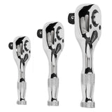 Maxbell 3 Pieces Stubby Drive Ratchet Set Mini Steel Ergonomic Handle Ratchet Wrench Print A
