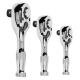 Maxbell 3 Pieces Stubby Drive Ratchet Set Mini Steel Ergonomic Handle Ratchet Wrench Print A