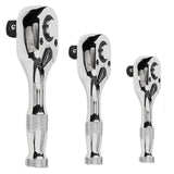 Maxbell 3 Pieces Stubby Drive Ratchet Set Mini Steel Ergonomic Handle Ratchet Wrench Print A