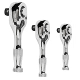 Maxbell 3 Pieces Stubby Drive Ratchet Set Mini Steel Ergonomic Handle Ratchet Wrench Print A