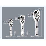 Maxbell 3 Pieces Stubby Drive Ratchet Set Mini Steel Ergonomic Handle Ratchet Wrench Print A