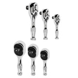 Maxbell 3 Pieces Stubby Drive Ratchet Set Mini Steel Ergonomic Handle Ratchet Wrench Print A
