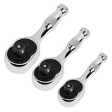 Maxbell 3 Pieces Stubby Drive Ratchet Set Mini Steel Ergonomic Handle Ratchet Wrench Print B