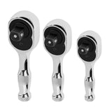 Maxbell 3 Pieces Stubby Drive Ratchet Set Mini Steel Ergonomic Handle Ratchet Wrench Print B