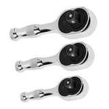 Maxbell 3 Pieces Stubby Drive Ratchet Set Mini Steel Ergonomic Handle Ratchet Wrench Print B