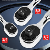 Maxbell 3 Pieces Stubby Drive Ratchet Set Mini Steel Ergonomic Handle Ratchet Wrench Print B