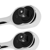 Maxbell 3 Pieces Stubby Drive Ratchet Set Mini Steel Ergonomic Handle Ratchet Wrench Print B