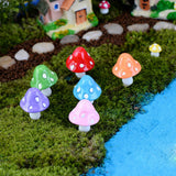 Maxbell 10pcs Green Mushroom Miniature Resin Micro Landscape Dollhouse Garden Decor
